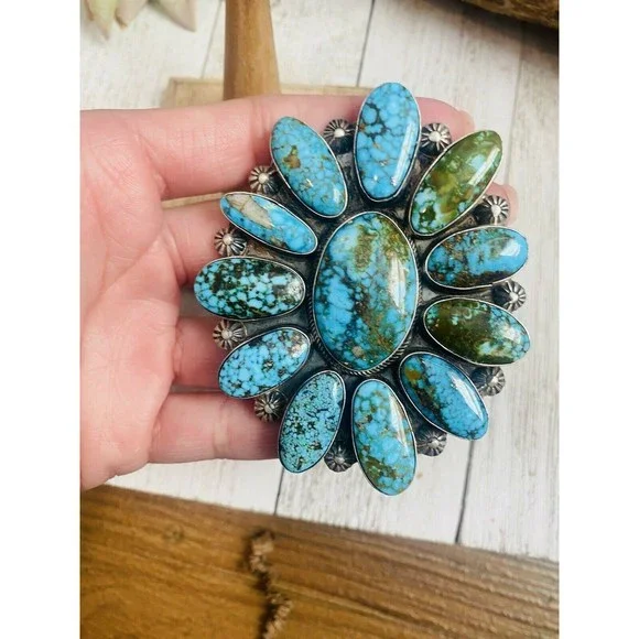 Navajo Kingman Web Turquoise & Sterling Silver Ring Size 9 By Kathleen Chavez